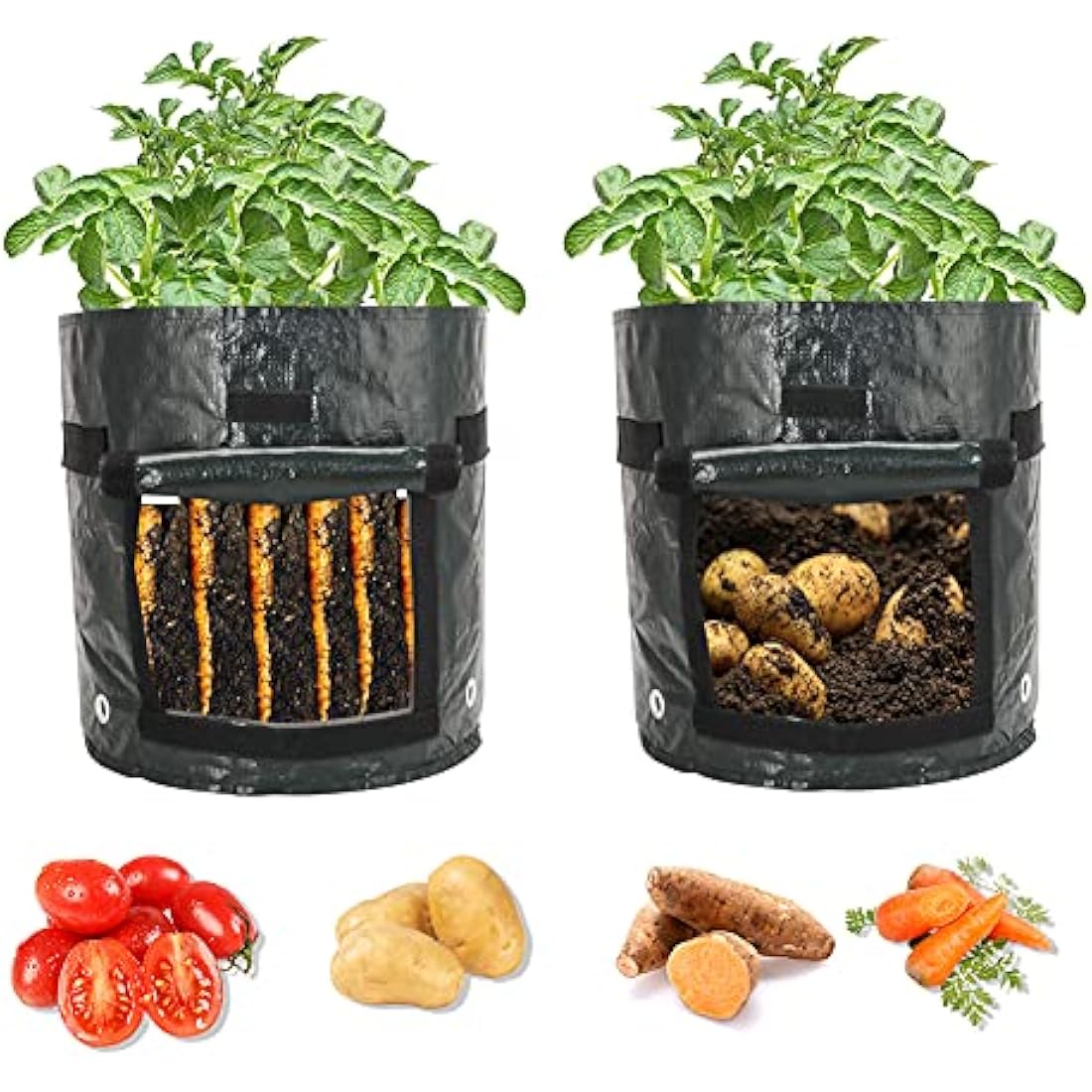 Ram 7 Gallon Potato Grow Bags - 4 Pack Green Polyethylene Planters