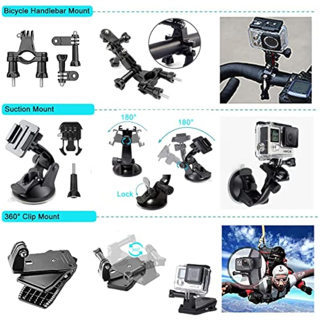 Ci-Fotto 50-in-1 Action Camera Accessories Kit for GoPro, DJI & Insta360