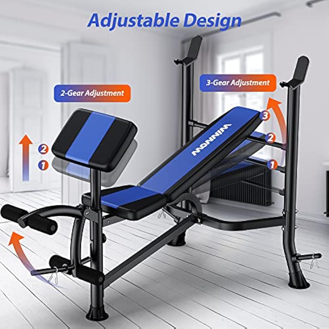WINNOW Adjustable Weight Bench with Leg Extension and Preacher Curl