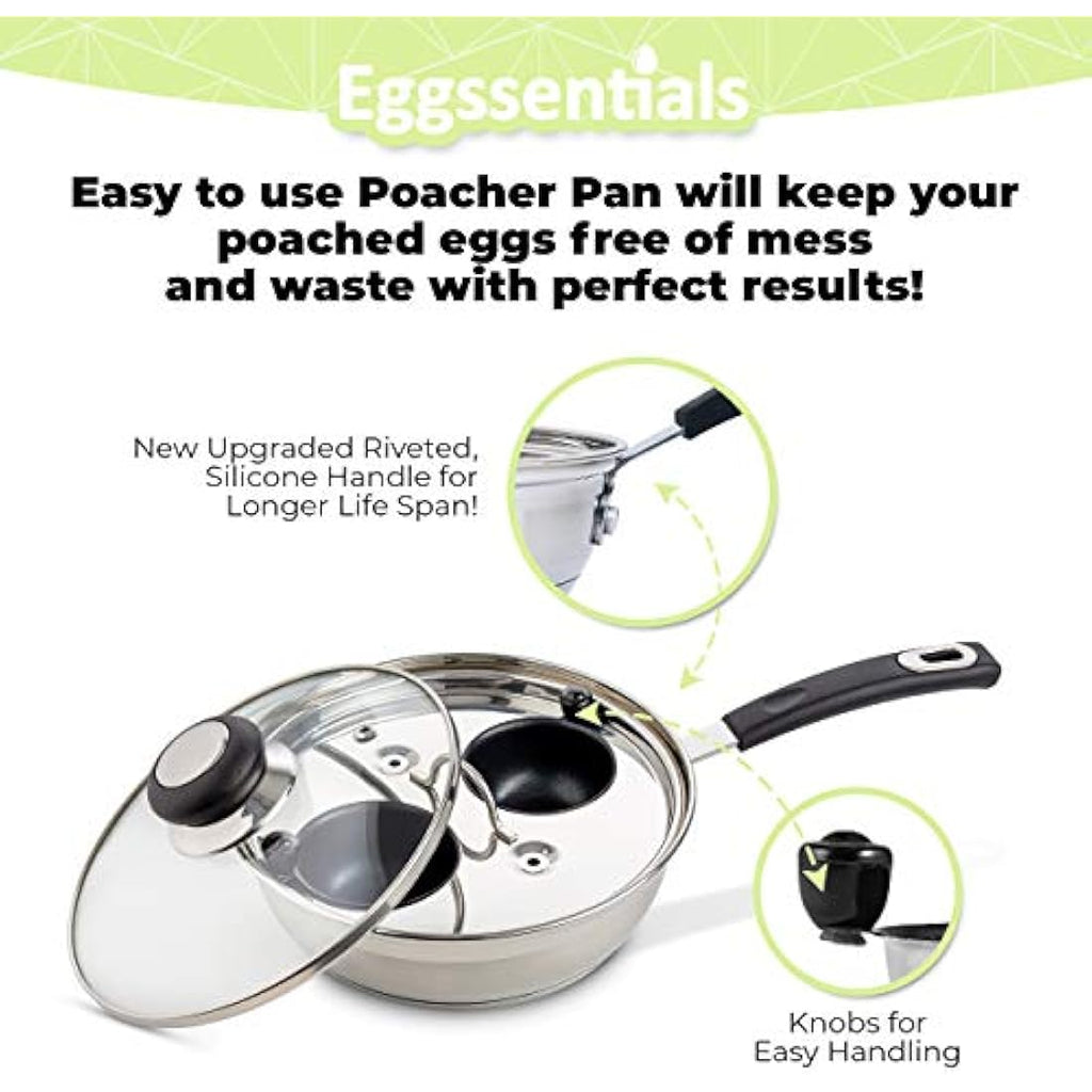 Eggssentials 6-Cup Egg Poacher Pan – Nonstick Stainless Steel Induction