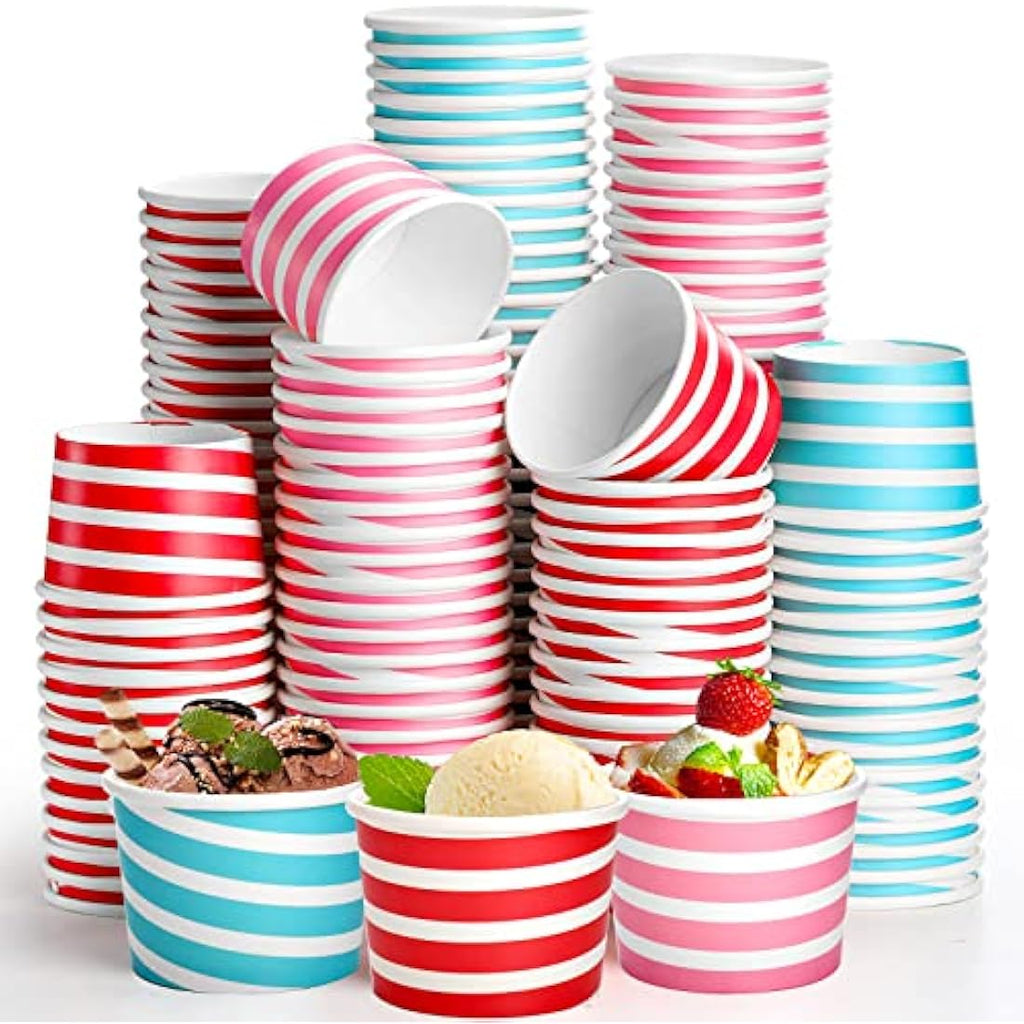 Hacaroa 150 Count Paper Ice Cream Cups – 8 oz Disposable Sundae Bowls