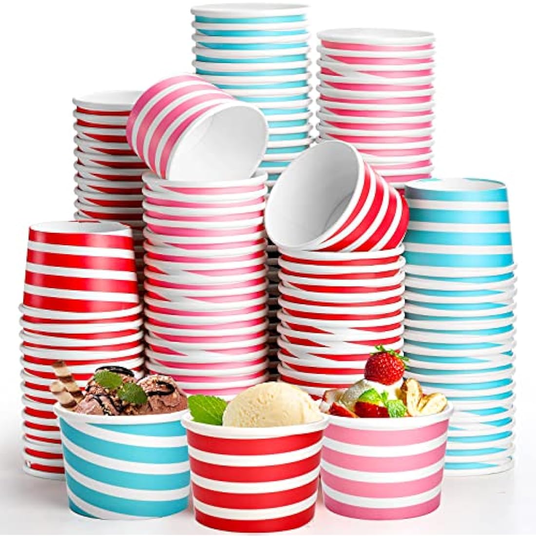 Hacaroa 150 Count Paper Ice Cream Cups – 8 oz Disposable Sundae Bowls