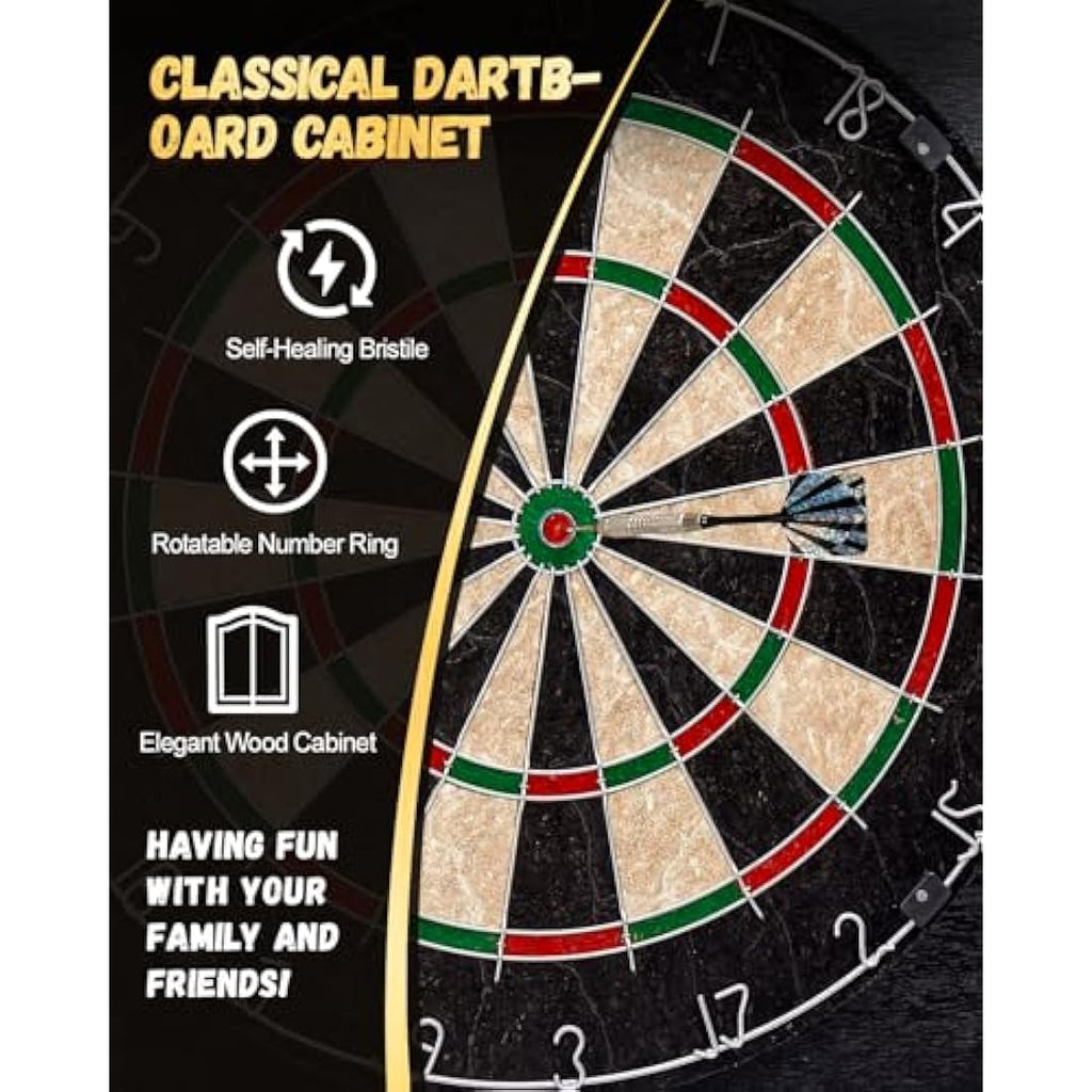 Yirinatek Sisal Dart Board Cabinet Set | Professional Steel Tip Darts