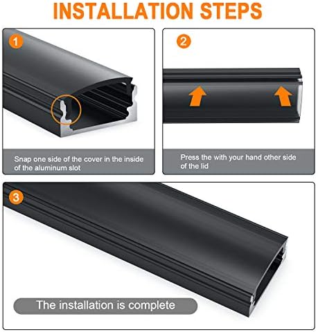 Jirvyuk 10-Pack U-Shape LED Aluminum Channel with Black Diffuser – 1m