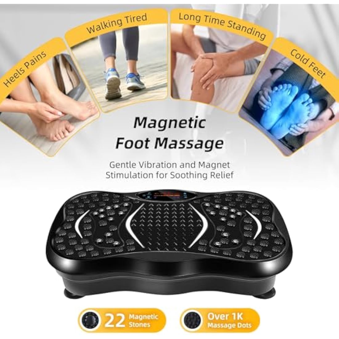 EVOLAND Vibration Plate Exercise Machine with Bluetooth & Resistance Bands
