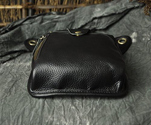 Le'aokuu Mens Genuine Leather Motorcycle Drop Leg Bag | Waist Pack