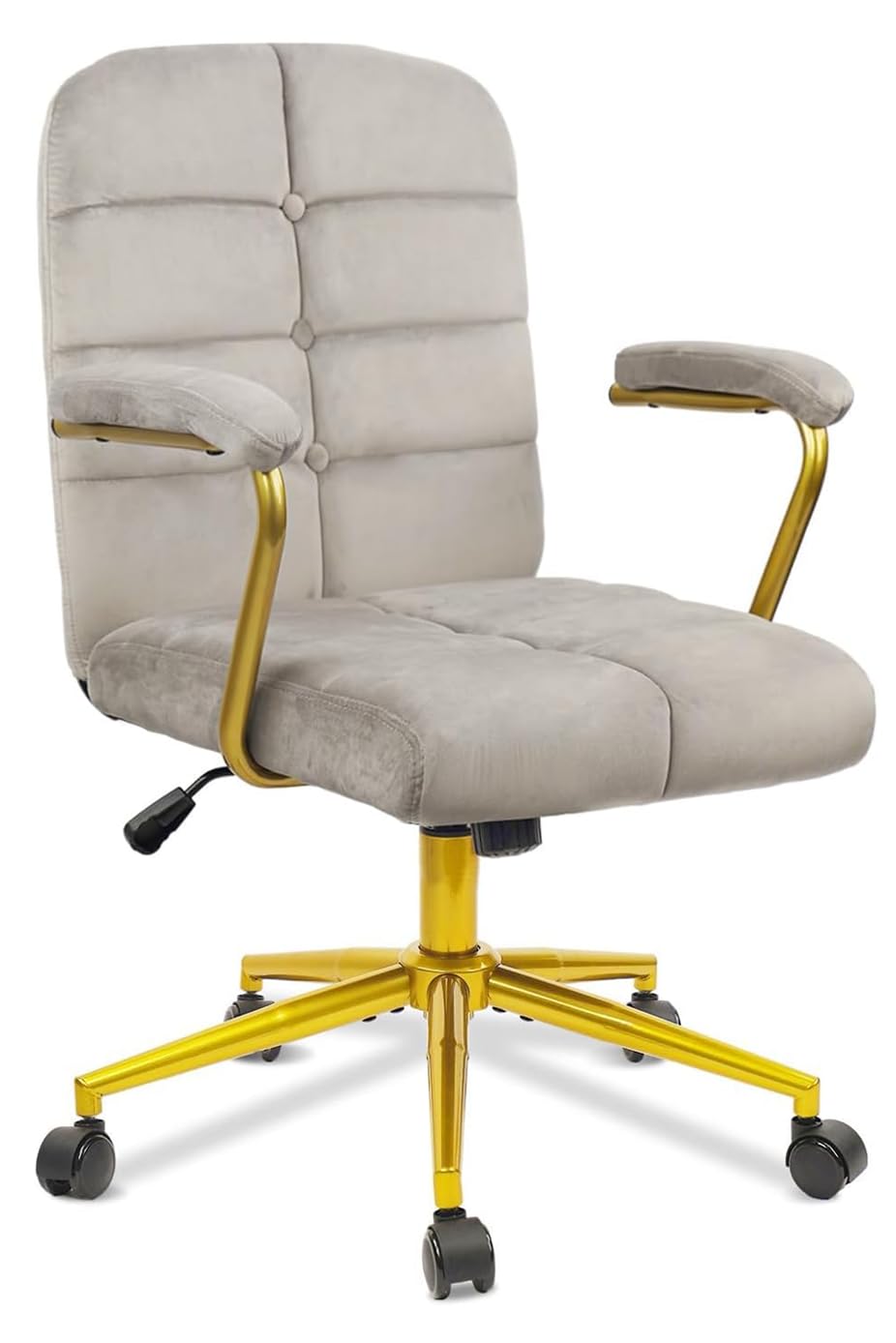 CLATINA Velvet Home Office Desk Chair, Fabric Upholstered Vanity Chairs with Golden Base and Arms - image 1