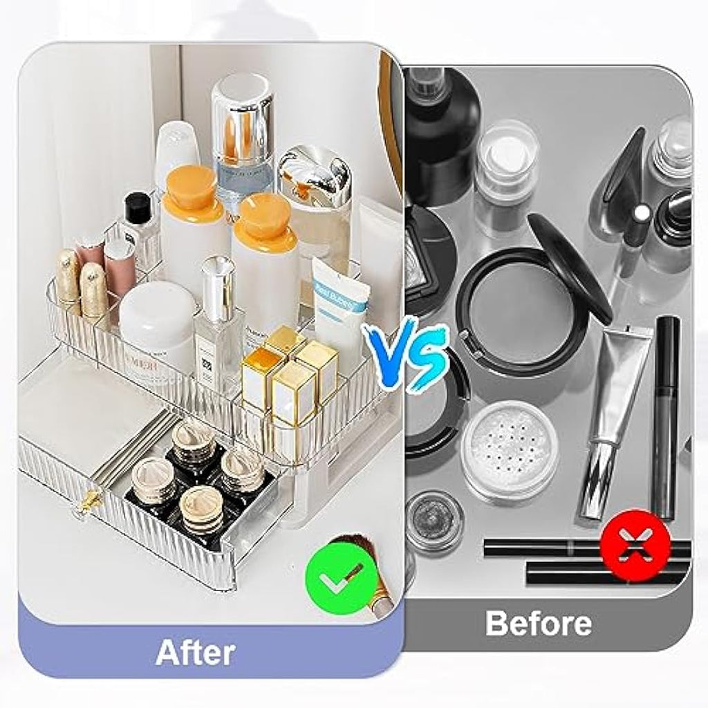 Jolof Store Clear Acrylic 2-Tier Makeup Organiser with Drawers