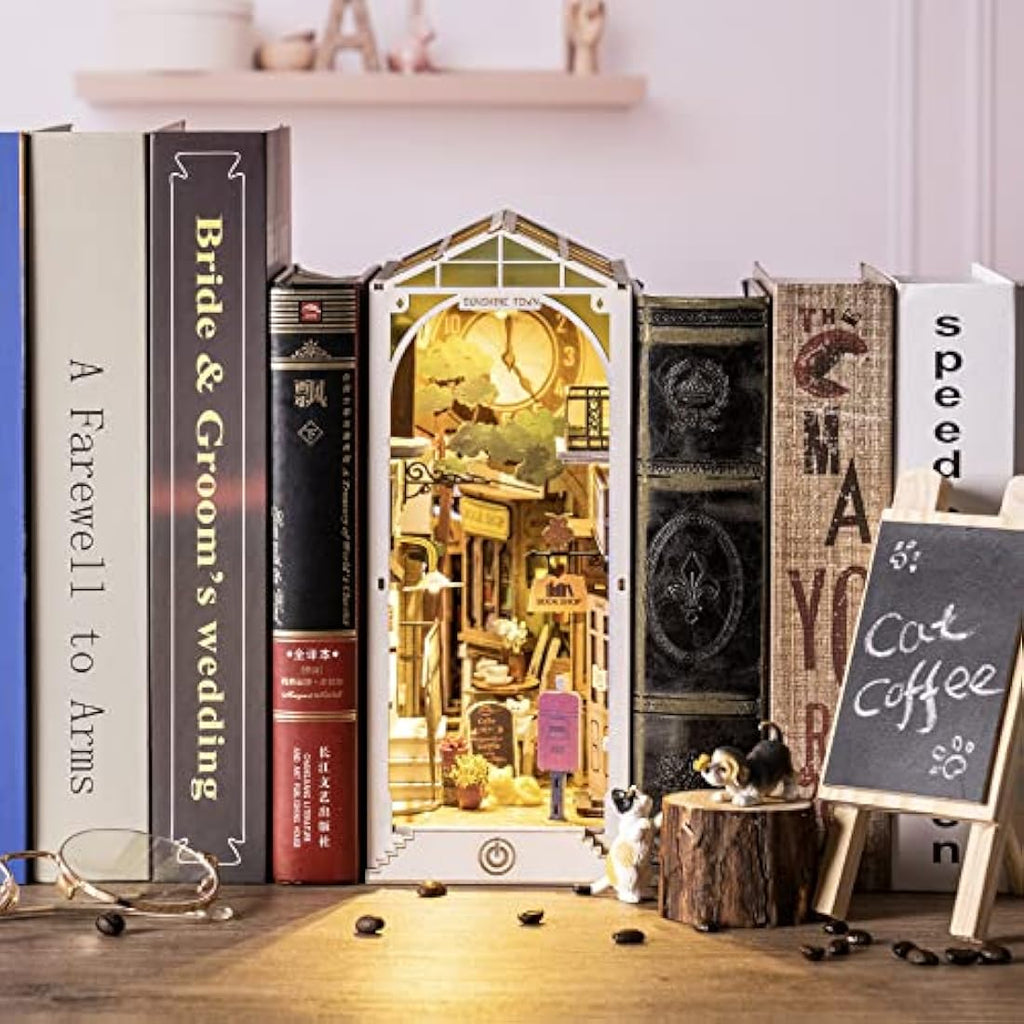 Robotime Sunshine Town DIY Book Nook Kit - Wooden Miniature Dollhouse
