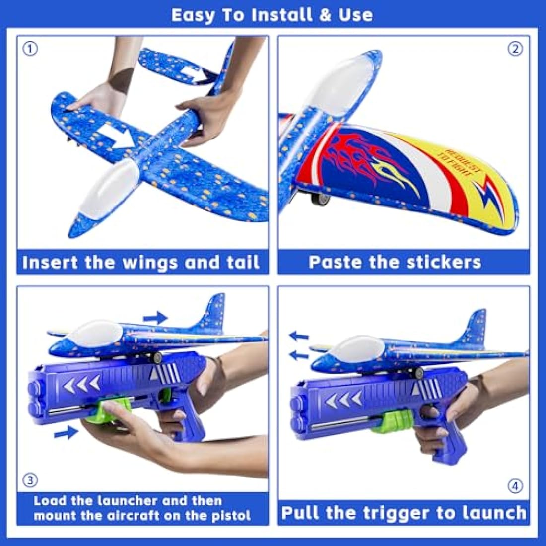 Doloowee 3-Pack LED Foam Glider Airplane Launcher Toys for Boys & Girls