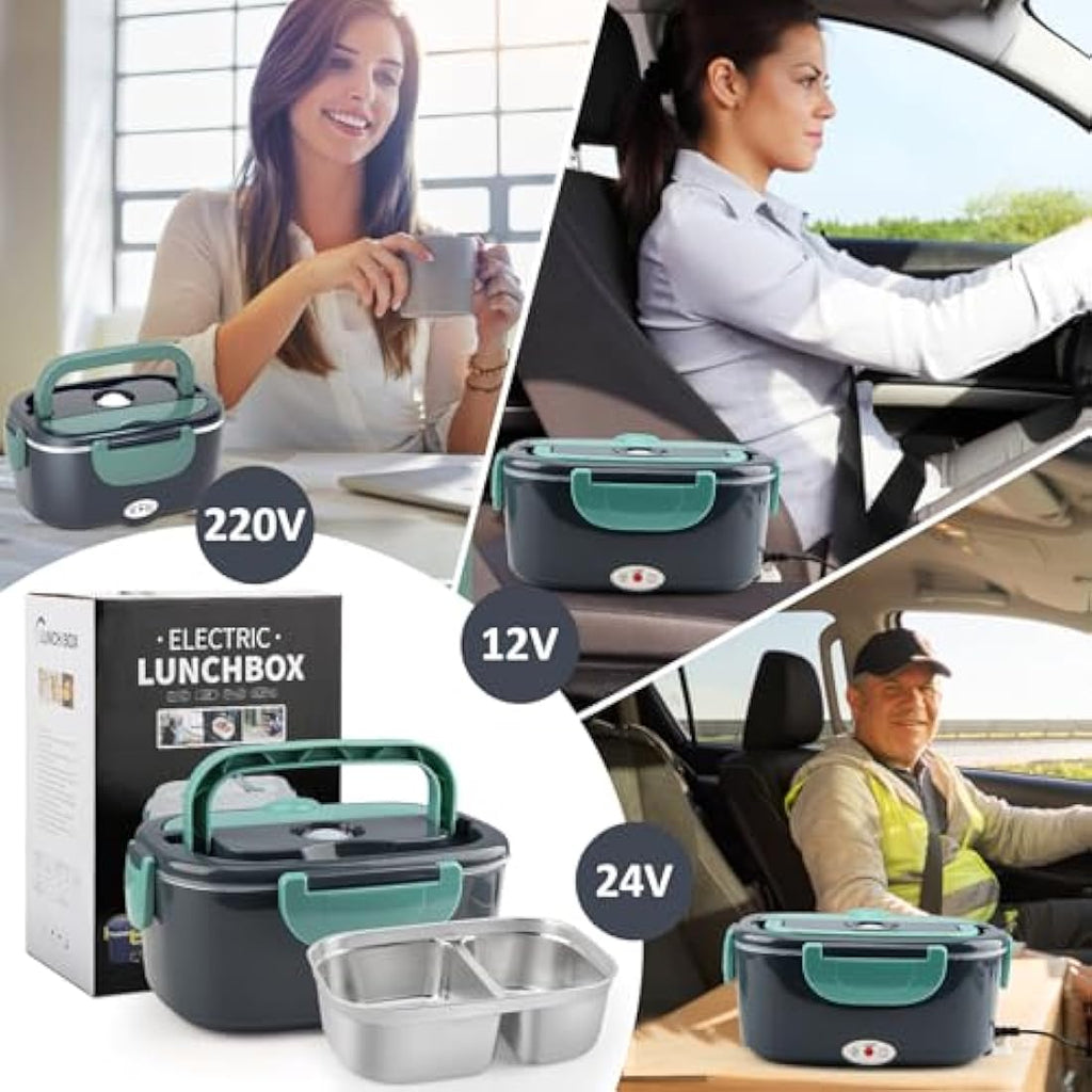 BYbrutek 100W Electric Lunch Box – 1.5L Stainless Steel Food Warmer