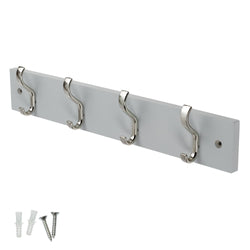 keypak Wall-Mounted Coat Rack – 4 Nickel Hooks on Stylish 38cm Grey Wood - image 1