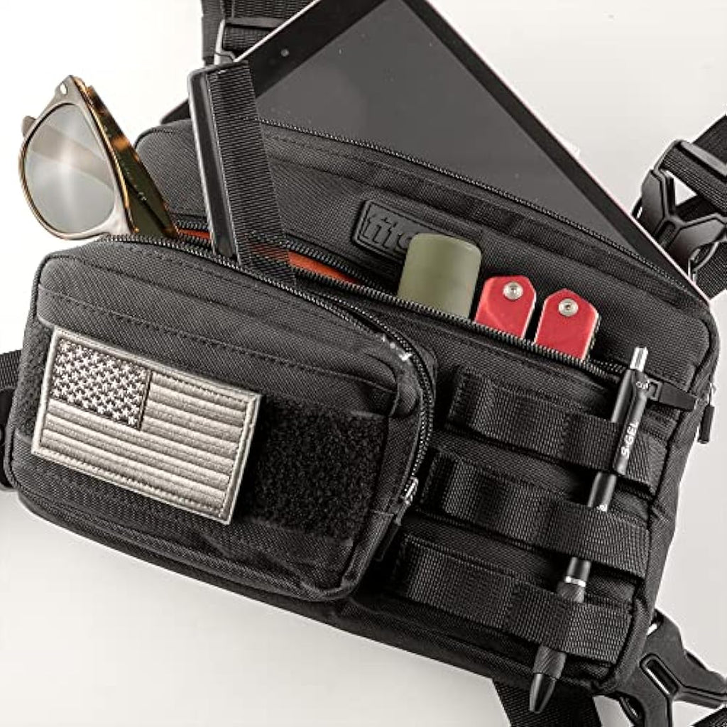 Fitdom Tactical Sports Utility Chest Pack | EDC Rig Pouch Vest - Black