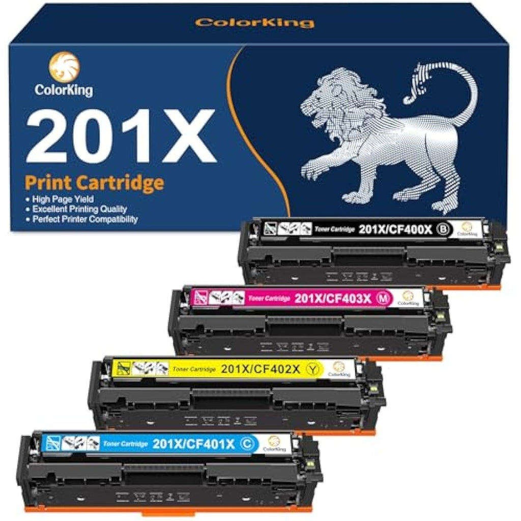ColorKing HP 201X High-Yield Toner Cartridges (4-Pack) for LaserJet Pro