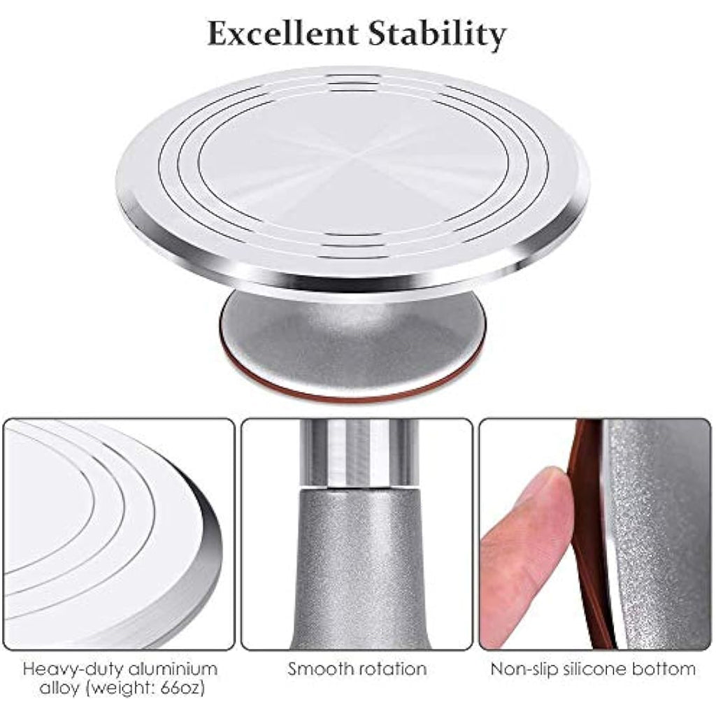 Jolof Store 12 Inch Aluminium Alloy Rotating Cake Turntable Stand