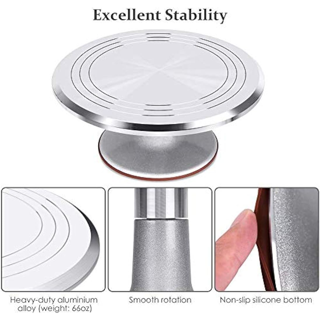 Jolof Store 12 Inch Aluminium Alloy Rotating Cake Turntable Stand