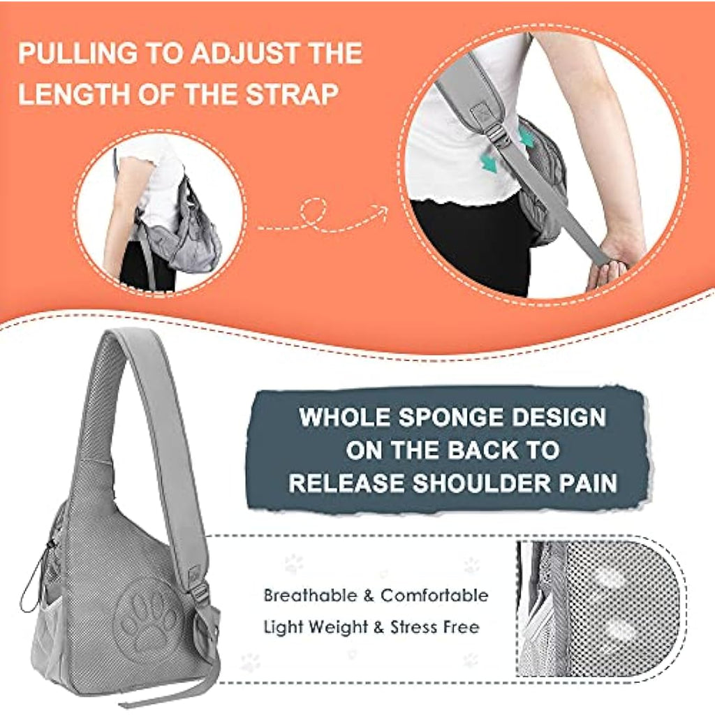 Nasjac Small Dog Sling Carrier – Breathable Mesh Hands-Free Travel Bag