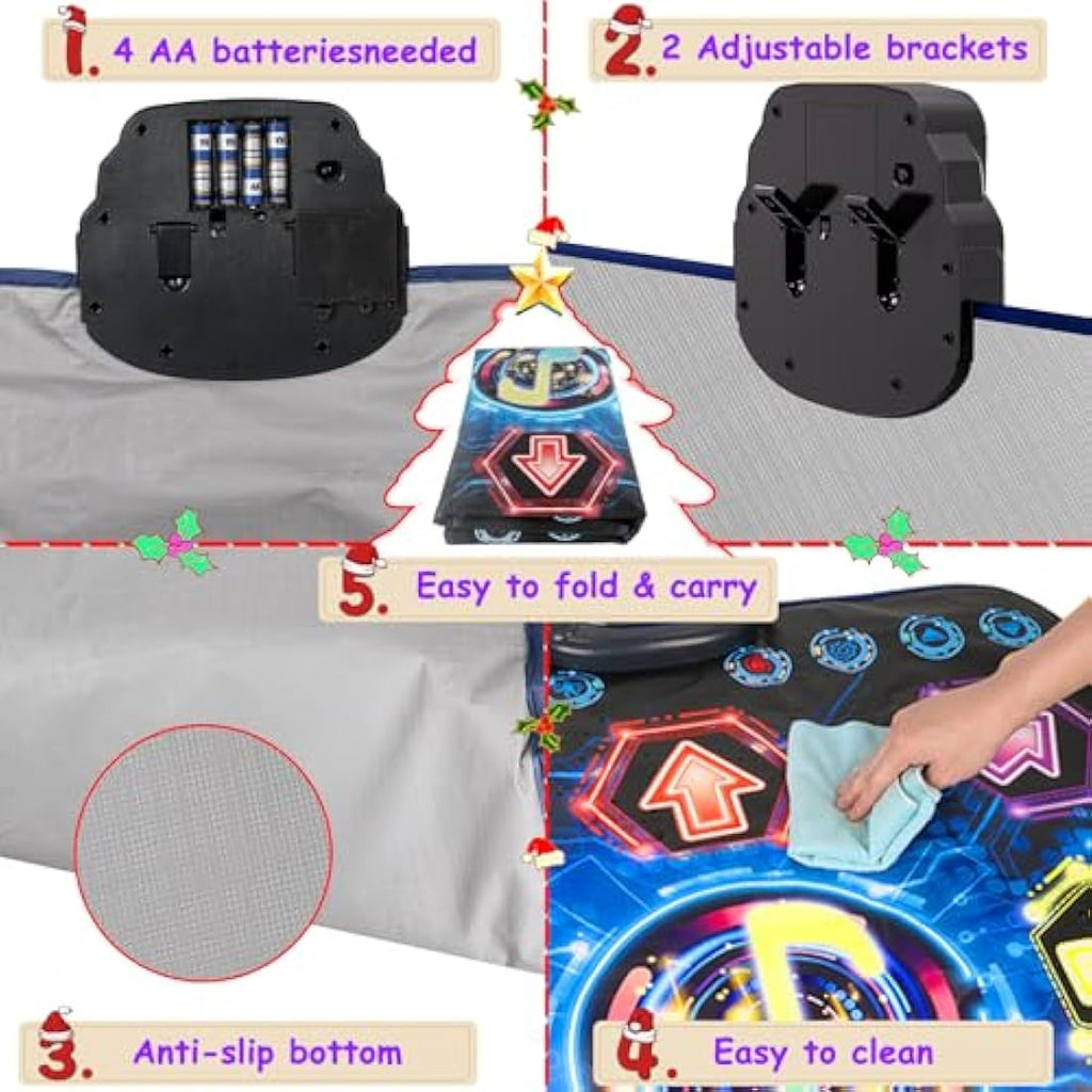 Jolof Store Kids Dance Mat | Bluetooth Light Up Pad with 27 Game Levels