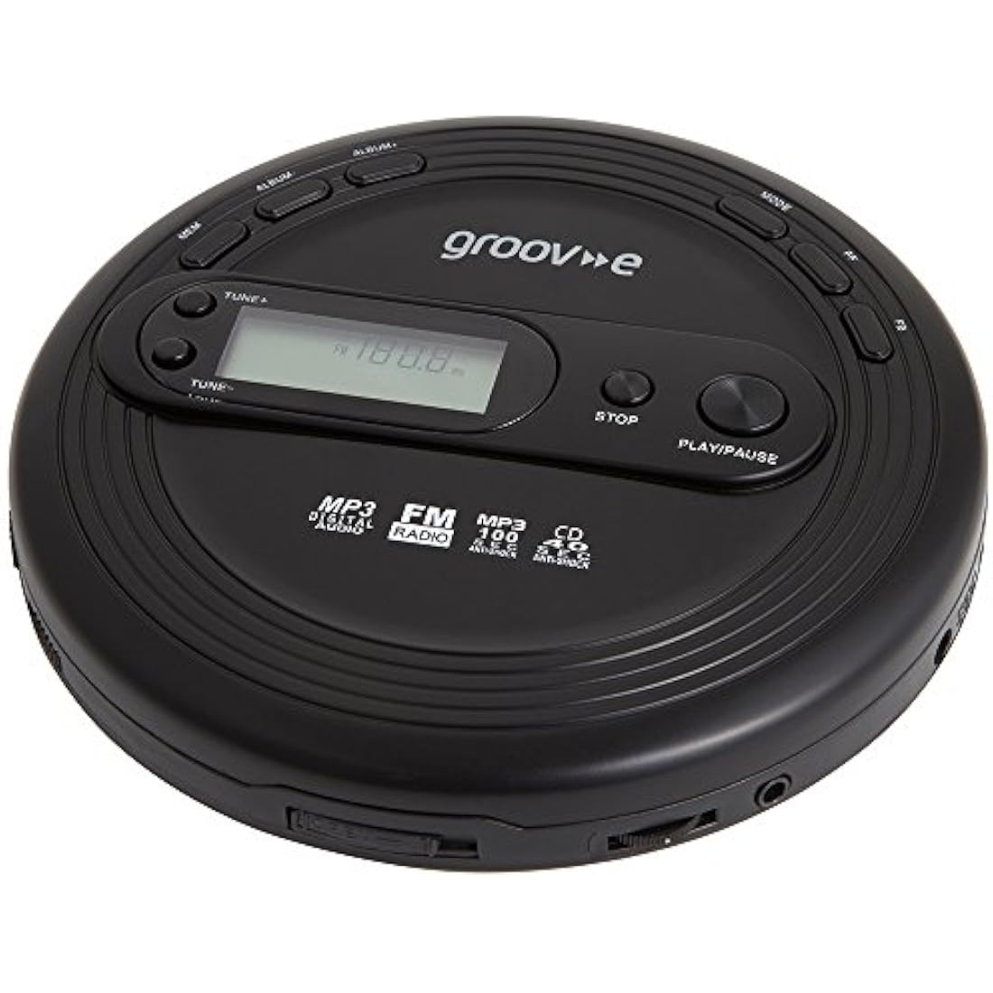 Groov-e Retro Portable CD Player | FM Radio & MP3 Playback – Black