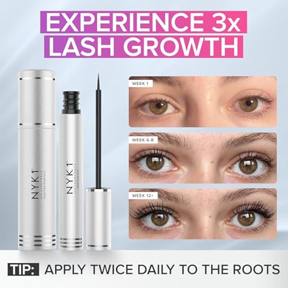 NYK1 LashForce Eyelash Growth Serum - 8ml XL Lash and Brow Enhancer