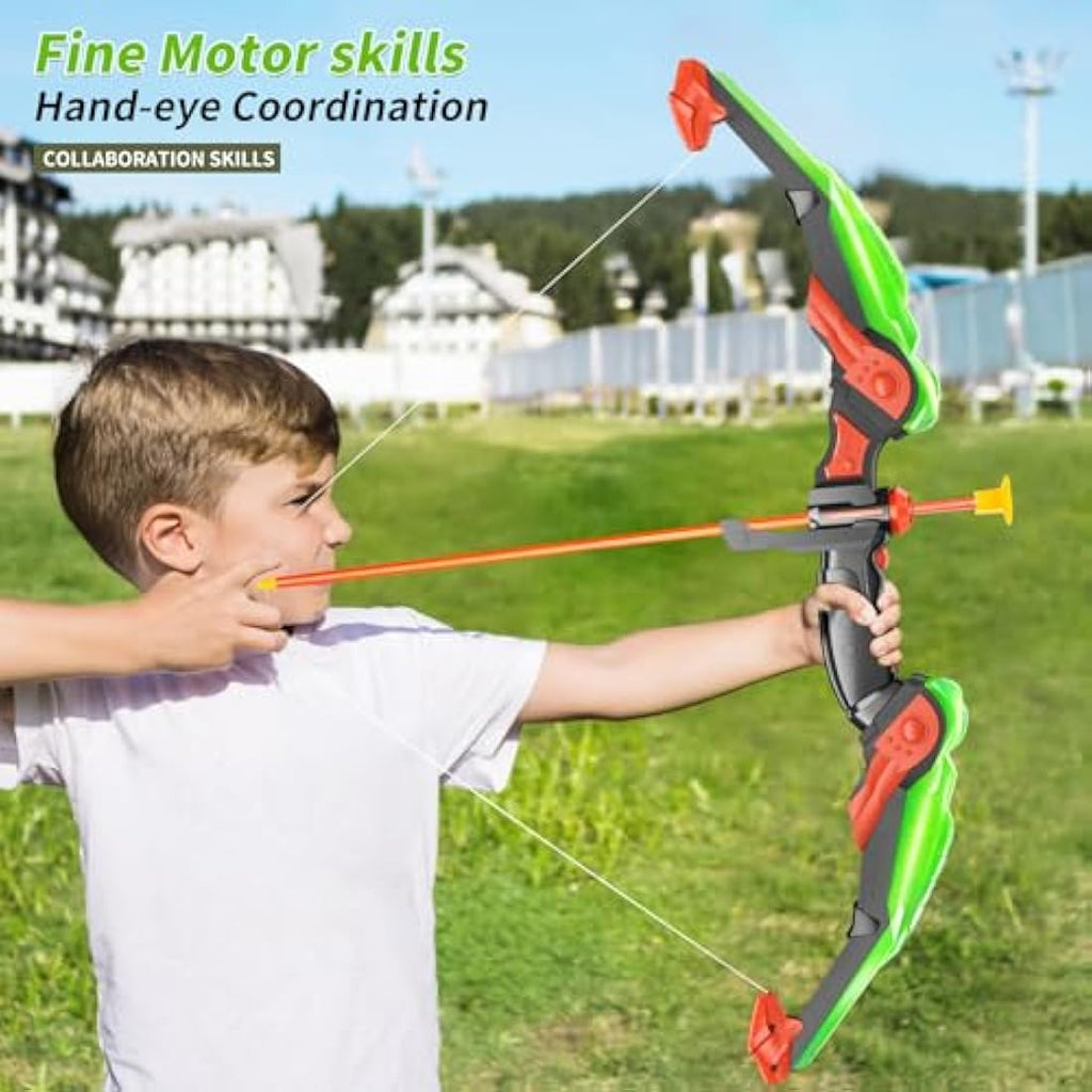 Kids Archery Set with LED Lights - Bow and Arrow Toy with Target