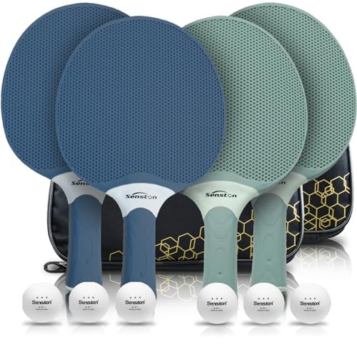 Senston Table Tennis Racket Set – 4 Professional Ping Pong Paddles & 6 Balls