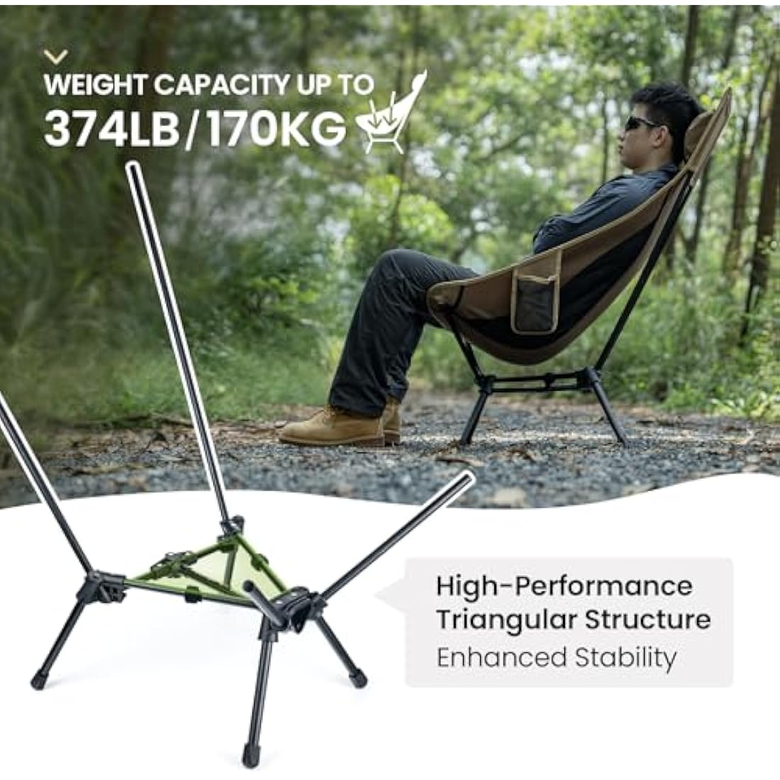 OneTigris Tigerblade High Back Camping Chair | Heavy Duty Folding Seat