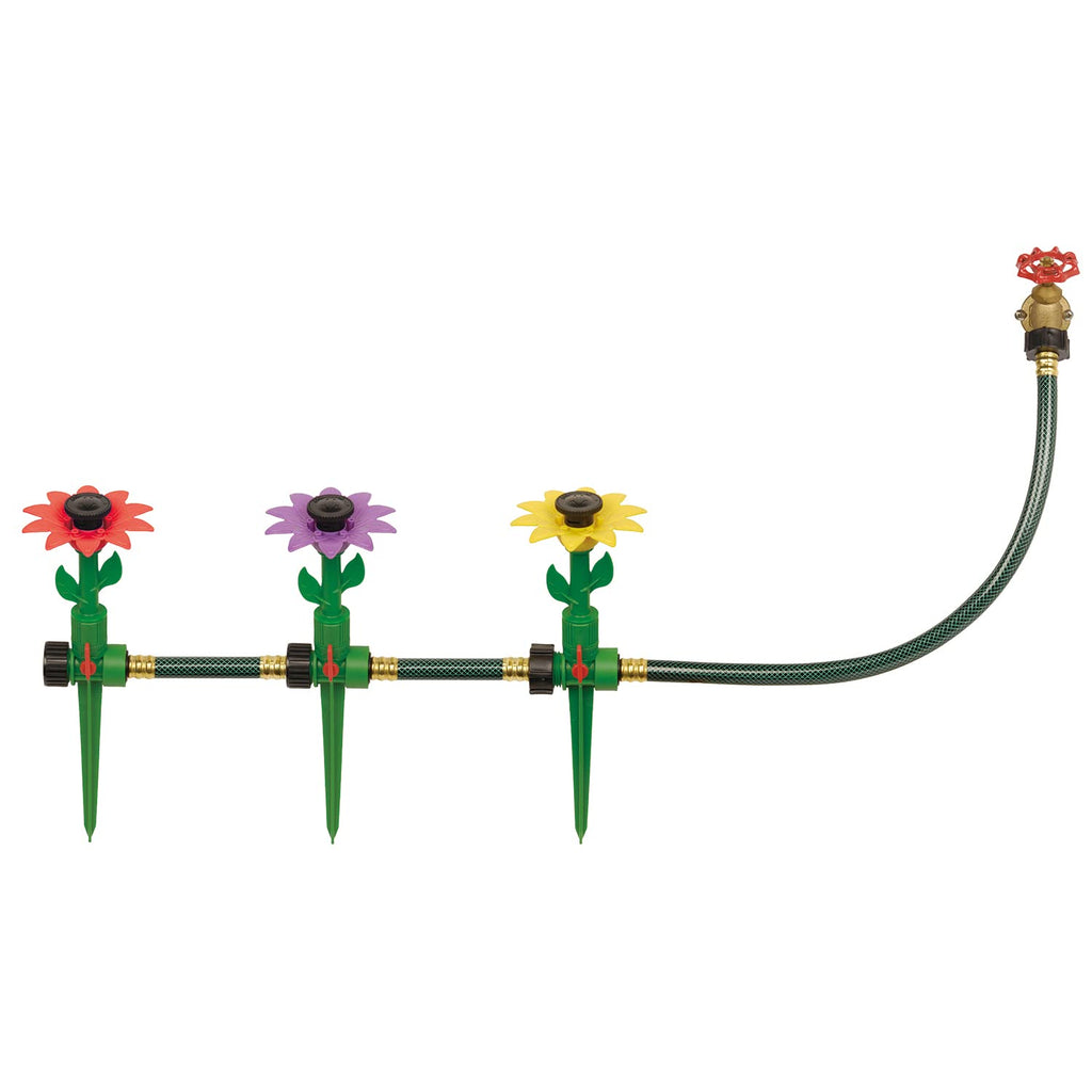 Melnor Daisy Adjustable Spike Sprinkler Kit with Hoses – 1,800 Sq. Ft.