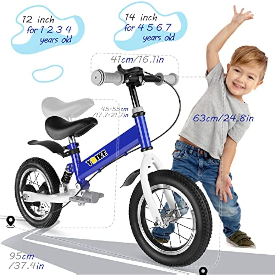 Jolof Store 2-in-1 Kids Balance Bike with Pedals and Brakes