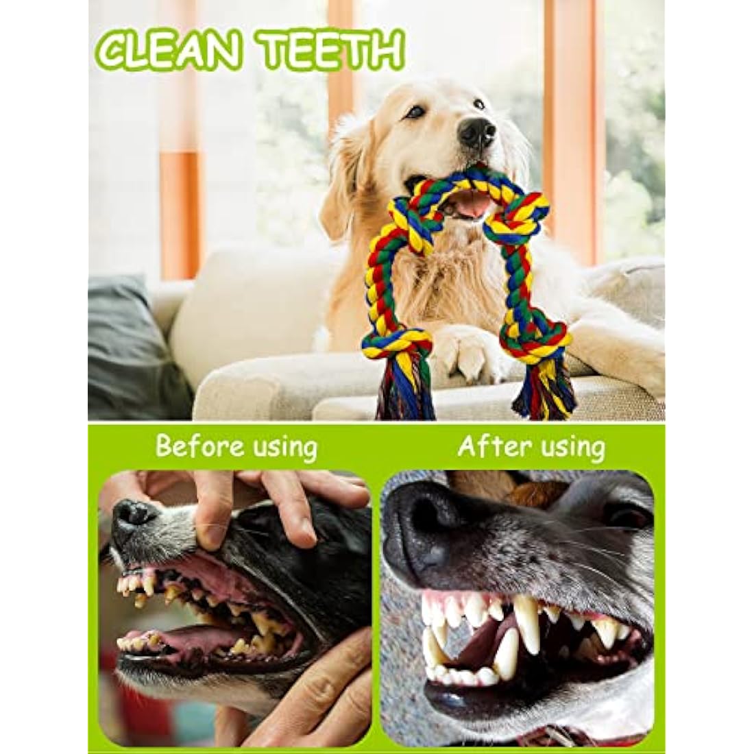 Jolof Store Heavy Duty Dog Rope Toys – 2 Pack Indestructible Cotton Ropes