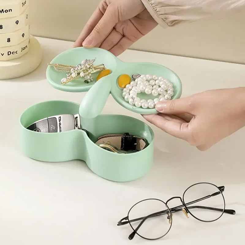 ARFUKA Glasses Holder Stand with Double-Layer Tray Fun Decor Organizer for Eyeglasses, Sunglasses & Jewelry - Nightstand/Desktop Storage Green - image 4
