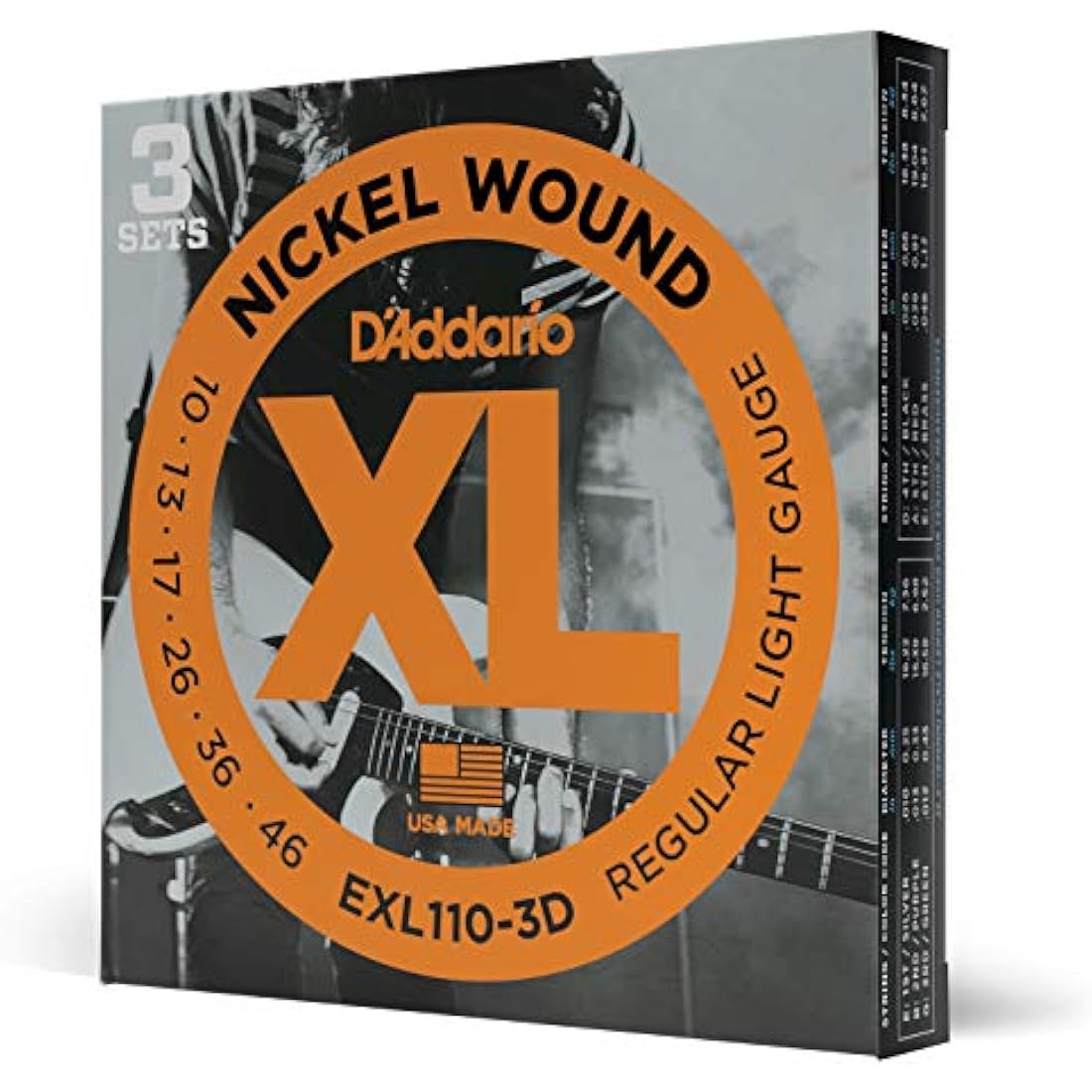 D'Addario XL Nickel Electric Guitar Strings | 10-46 Regular Light, 3-Pack