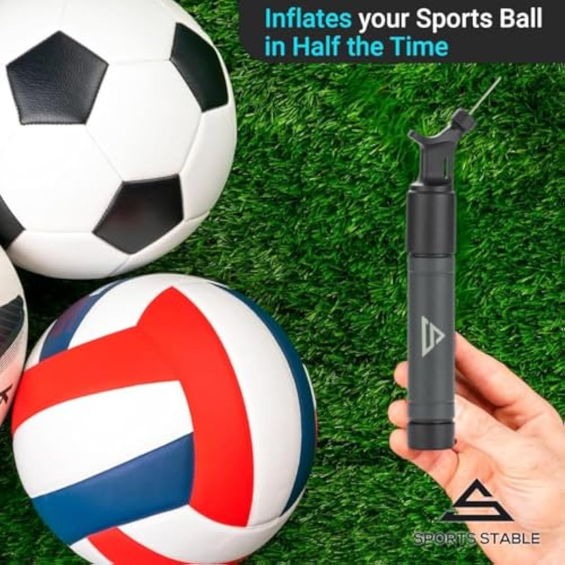 Dual Action Ball Pump with 5 Needles for Sports Balls
