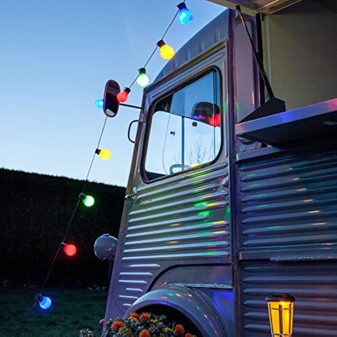Lights4fun 30 Multi-Coloured LED Festoon Lights | 7.25m Waterproof Cable