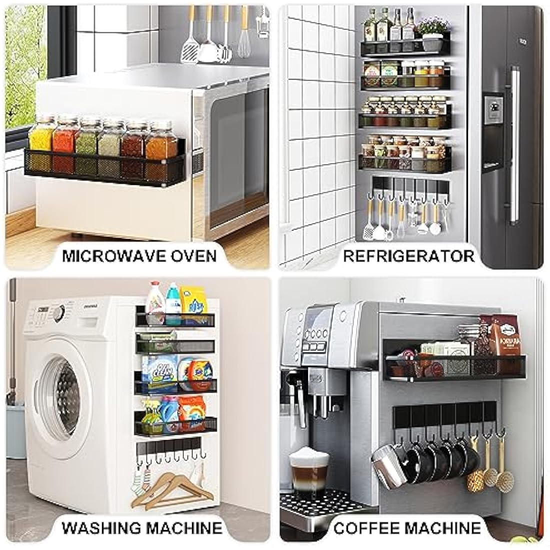 Aufworld Magnetic Spice Rack for Refrigerator – 5 Pack Fridge Organizer