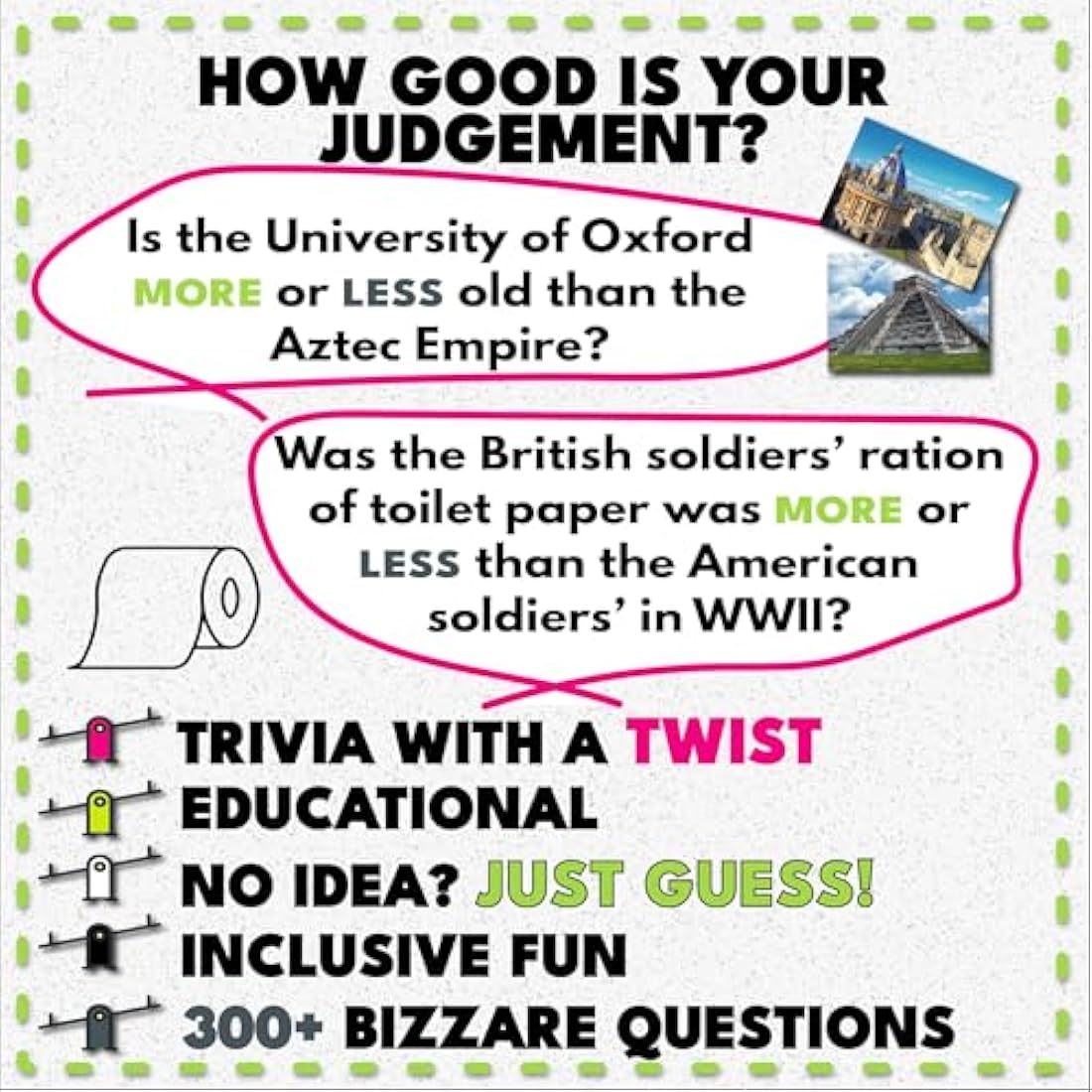 More or Less History Edition Trivia Card Game | Educational Travel Game