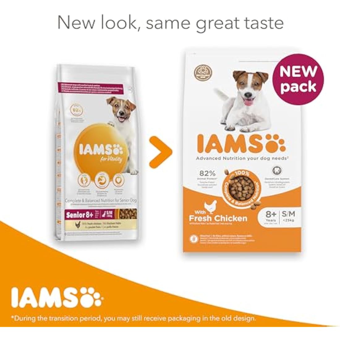 IAMS Senior Dog Food - Chicken Dry Kibble for Small & Medium Dogs 12kg