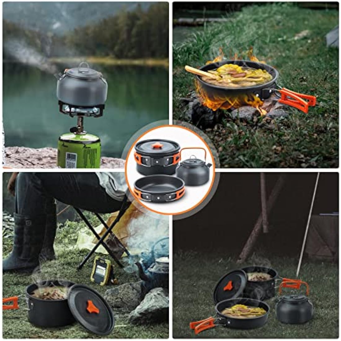 Lixada 16pcs Camping Cookware Kit – Anodized Aluminum Mess Set for 1-2