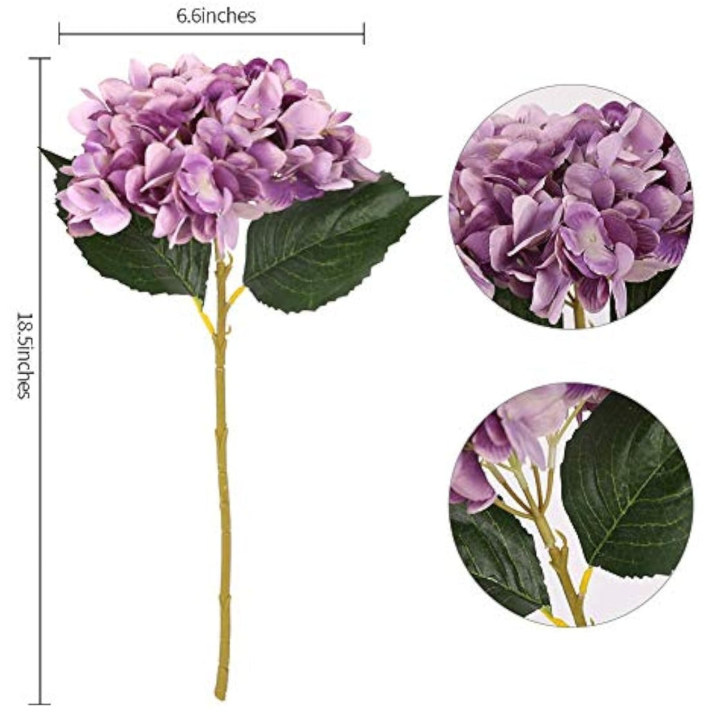 6Pcs Silk Hydrangea Artificial Flowers - Purple Bouquet