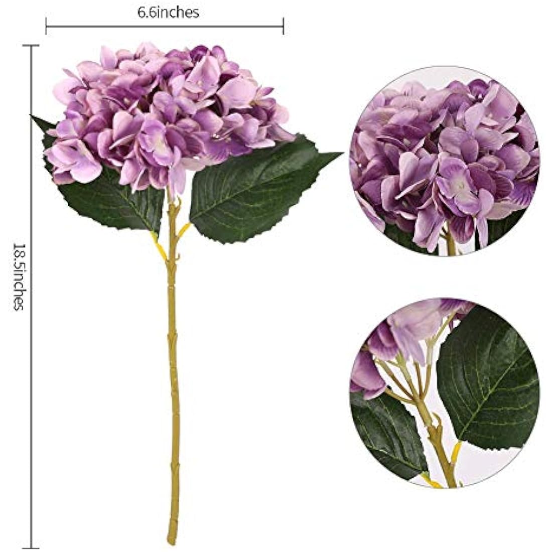 6Pcs Silk Hydrangea Artificial Flowers - Purple Bouquet