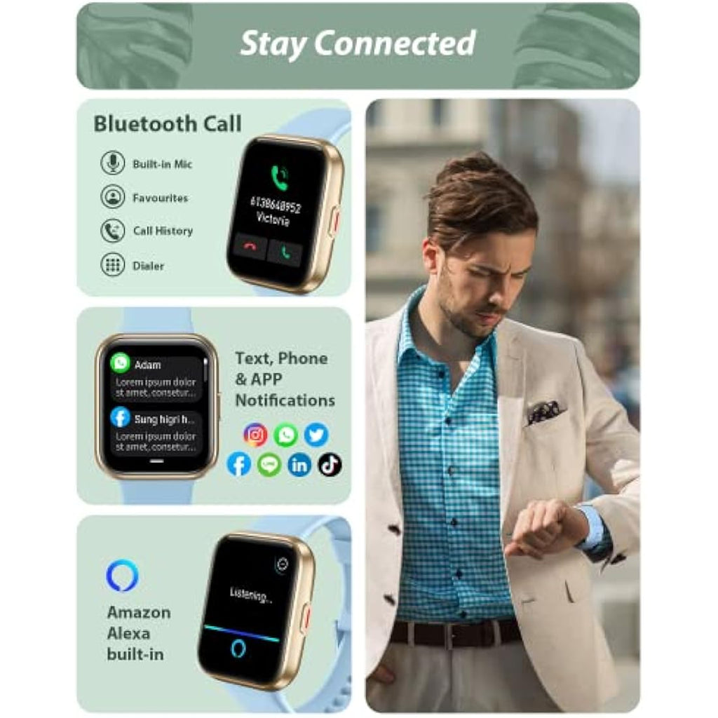 Women's Smart Watch | 1.8" Alexa & Bluetooth Call Fitness Tracker