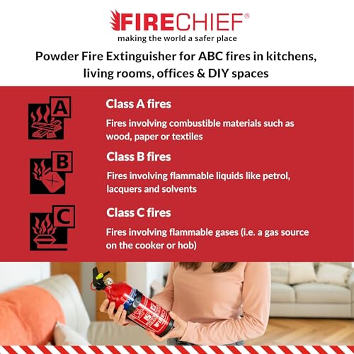 Firechief 1kg ABC Powder Fire Extinguisher for Home, Car & Kitchen