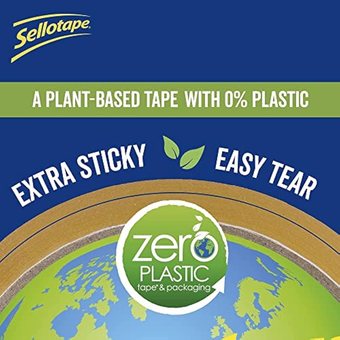 Sellotape Zero Plastic Clear Tape | Plant-Based & Compostable | 3 Pack