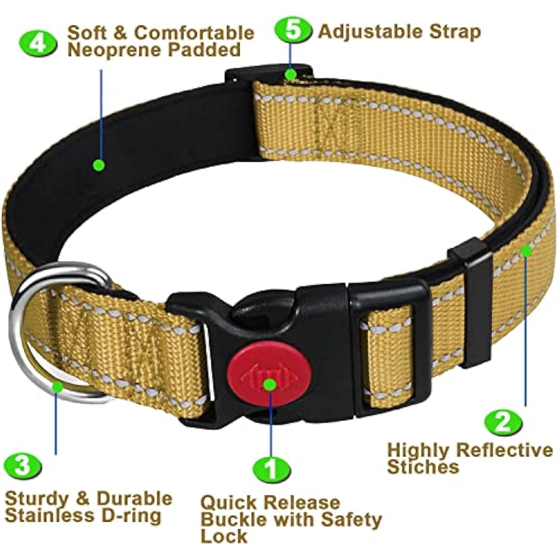 Jolof Store Reflective Dog Collar – Padded Durable Nylon Pet Collar