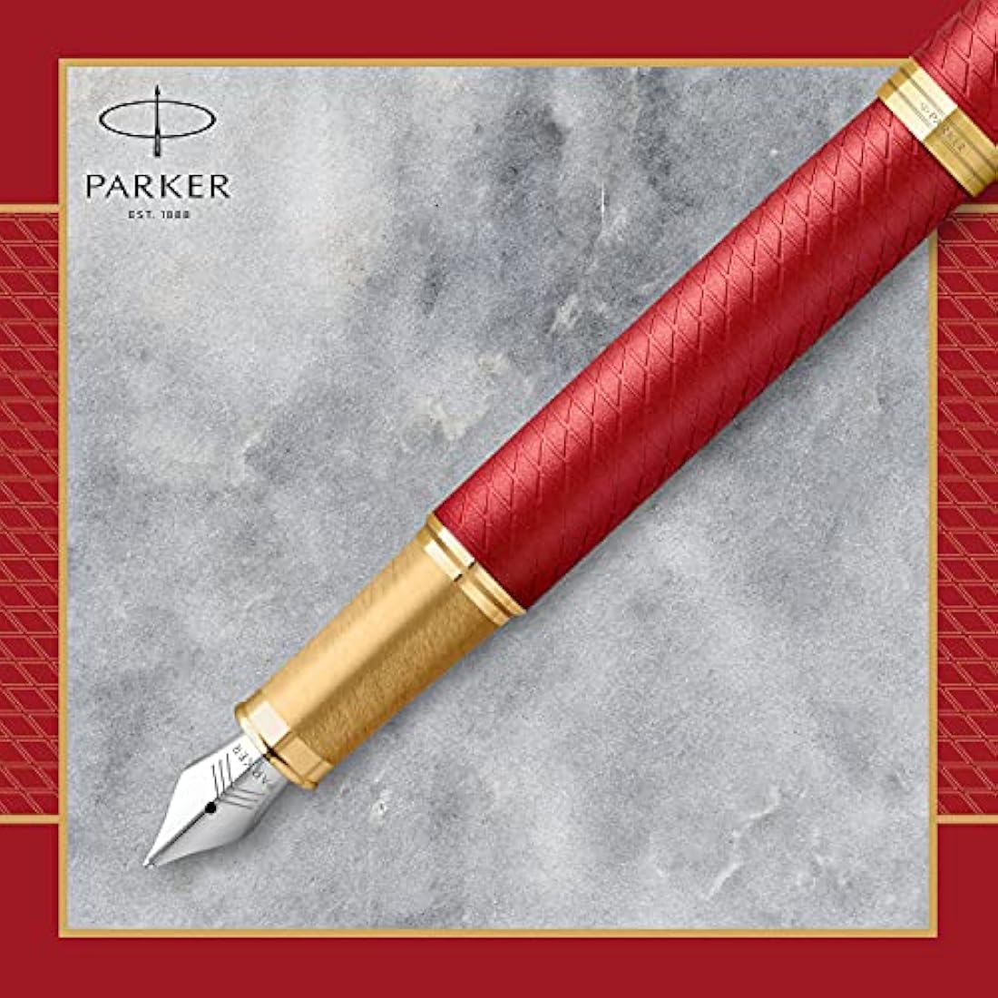 Parker IM Fountain Pen – Red Lacquer Gold Trim Fine Point Gift Box