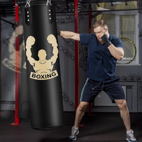 YORWHIN 4FT Heavy Punch Bag Set | Unfilled PU Leather MMA Training Kit