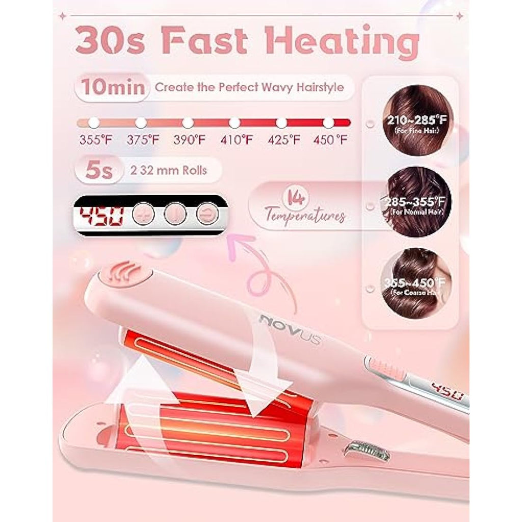 NOVUS 2 Barrel Hair Waver – 28mm Ionic Ceramic Wave Curling Iron
