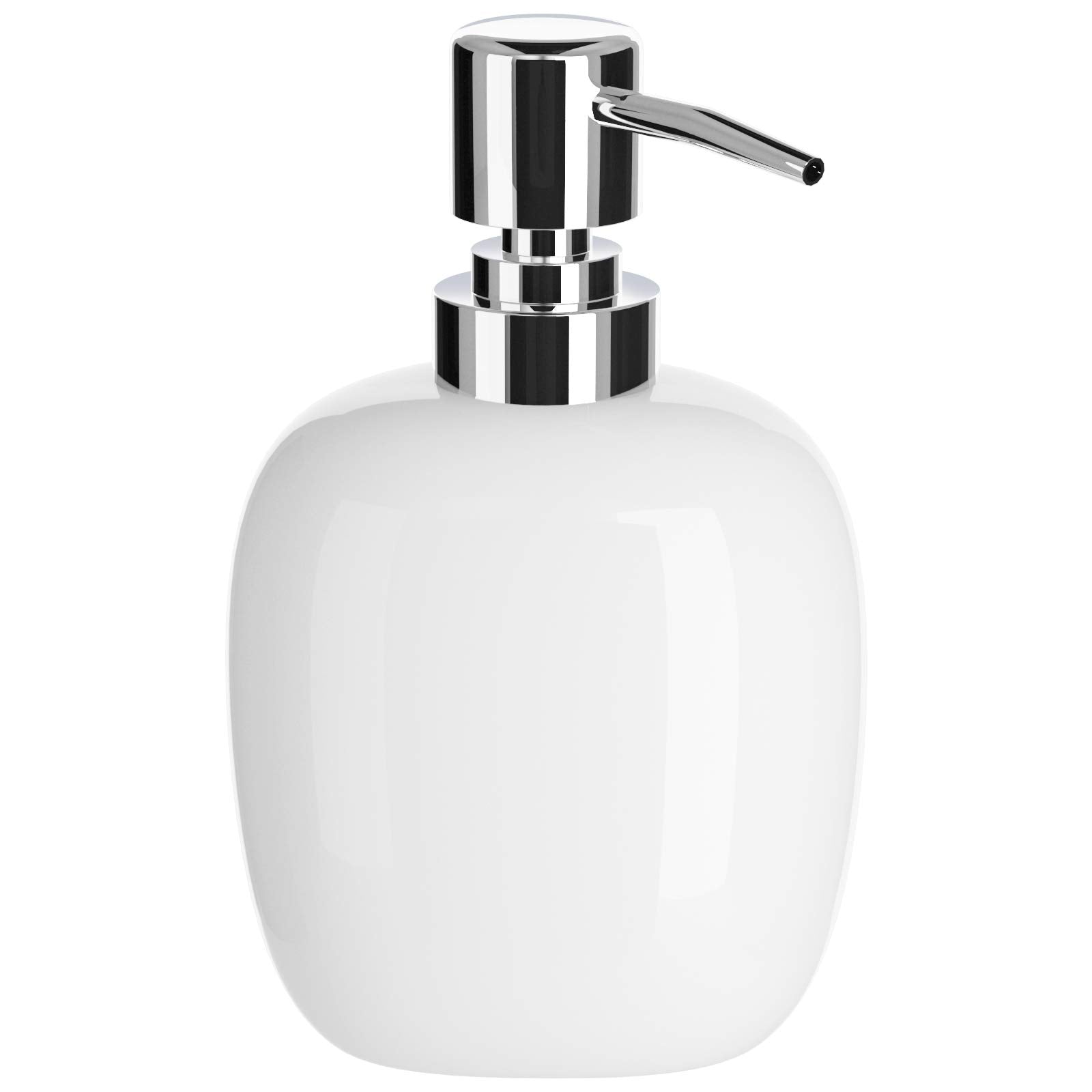 Nuscen White Ceramic Soap Dispenser – 450ml Square Hand Wash Pump Bottle