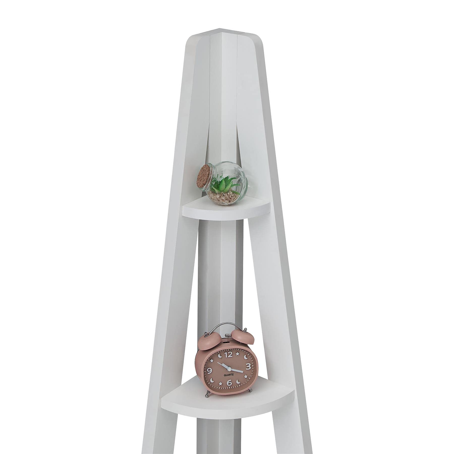 Riva 5 Tier Corner Ladder Shelving Unit – Modern Wood Bookcase in White