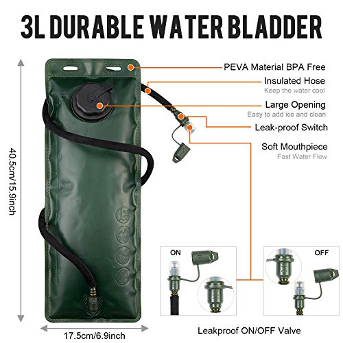 G4Free Tactical Hydration Pack – 15L Hiking Backpack with 3L Bladder